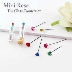 15PCS Colourful mini Rose flower Decoration for Filler Rice Vial Glass Wishing Bottle Charm Pendant