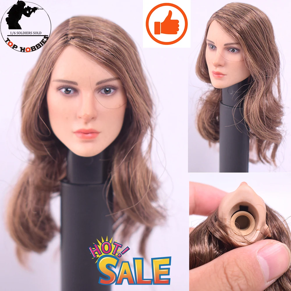 

KIMI TOYS KT008 1/6 Scale Long Hair Girl Head Sculpt Natalie Portman HeadSculpture Fit 12" Female Action Figure Body JiaoDoll