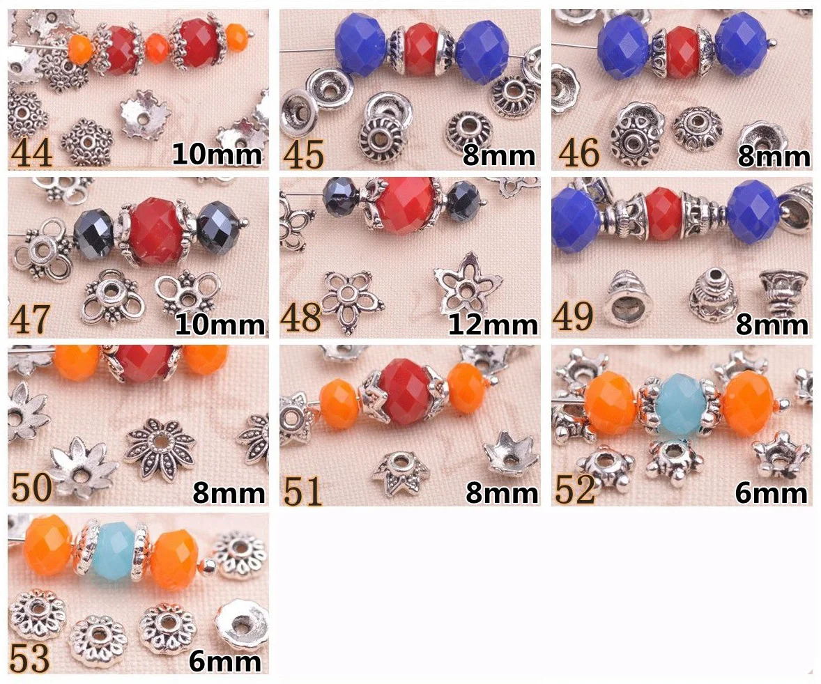 Tibetan Silver Color Metal Flower Loose Spacer Beads Caps Wholesale Lot for Jewelry Making DIY Crafts Findings