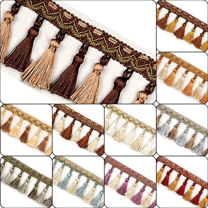 2 Meter Curtain Sewing Tassel Fringe Trim Braided Lace Trimming Sofa Tablecloth Home Funiture Upholstery Decor Accessory