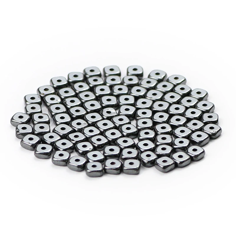 BTFBES 4*2mm Smooth Square Black Hematite Beads Natural Stone Spacer Loose bead For DIY Necklace Bracelet Earring Jewelry Making