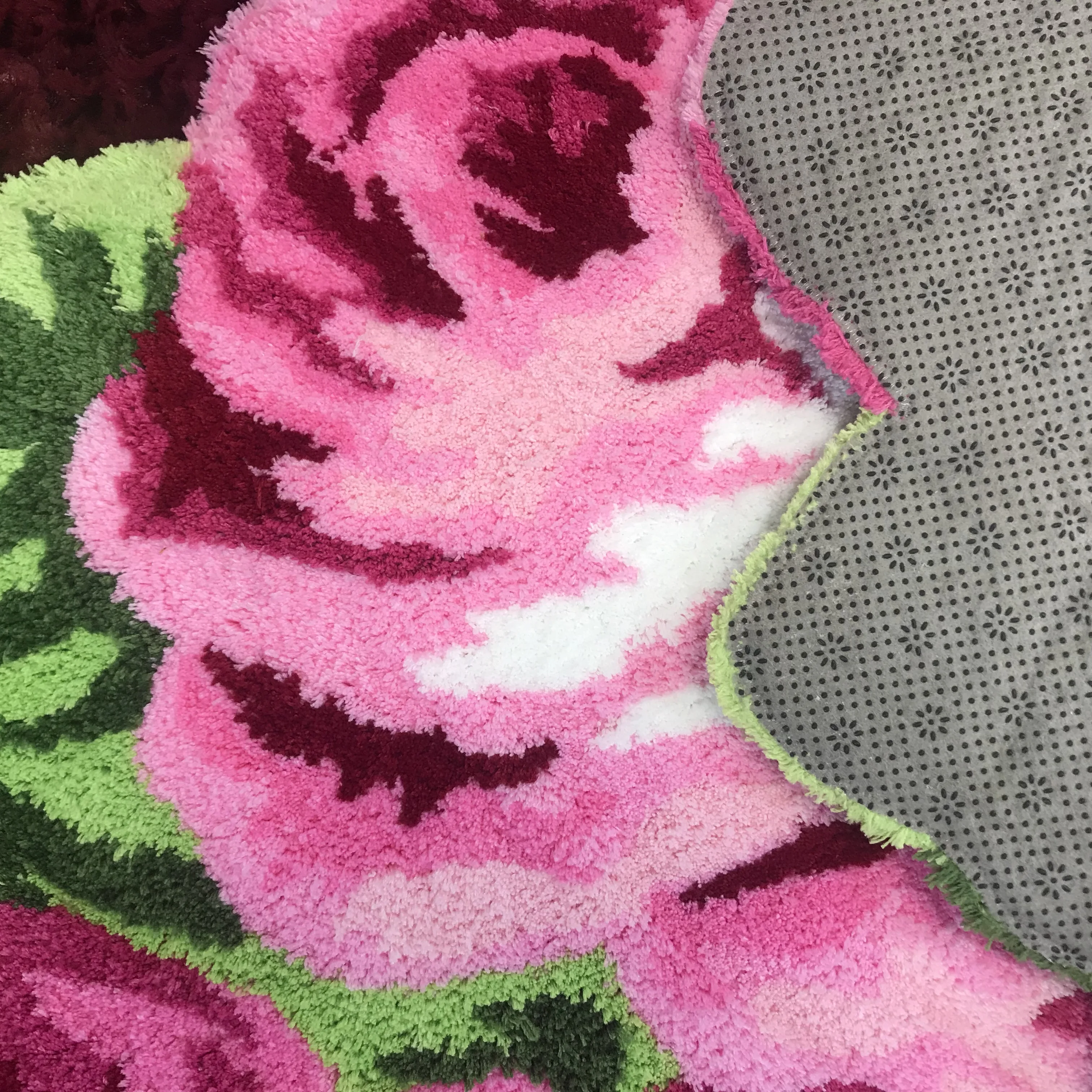 Romantic red blue pink yellow rose flocking rug mats for living room/bathroom/bedroom/wedding carpet handmade tufted floor rugs