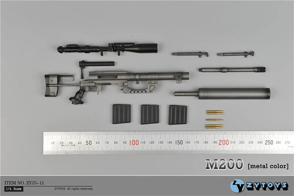 

ZYTOYS 1/6th M200 Toys Model Sniper ZY15-11 Black Iron Color Weapon Model For Doll Soldier Collection