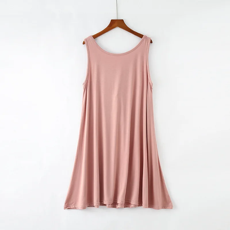 Fdfklak-Camisón holgado de talla grande para mujer, Sexy vestido sin mangas, color rosa, talla L XL XXL, 2023