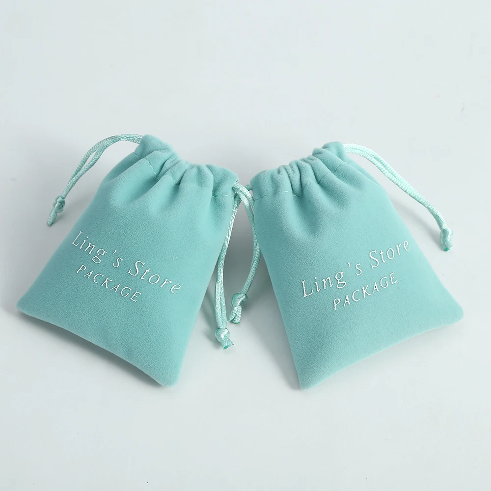 

50Pcs/Lot Green Thick Velvet Jewelry Pouch for Wedding Party Custom Logo Storange Organzer Christmas Party Gift Bag