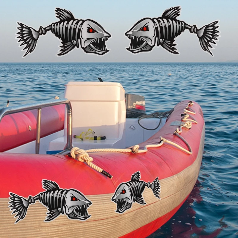 2Pcs/Set Fishing Boat Decals Sticker Auto Sticker Boat Stickers for Kayak Fishing Car Reflective Decals Accessories