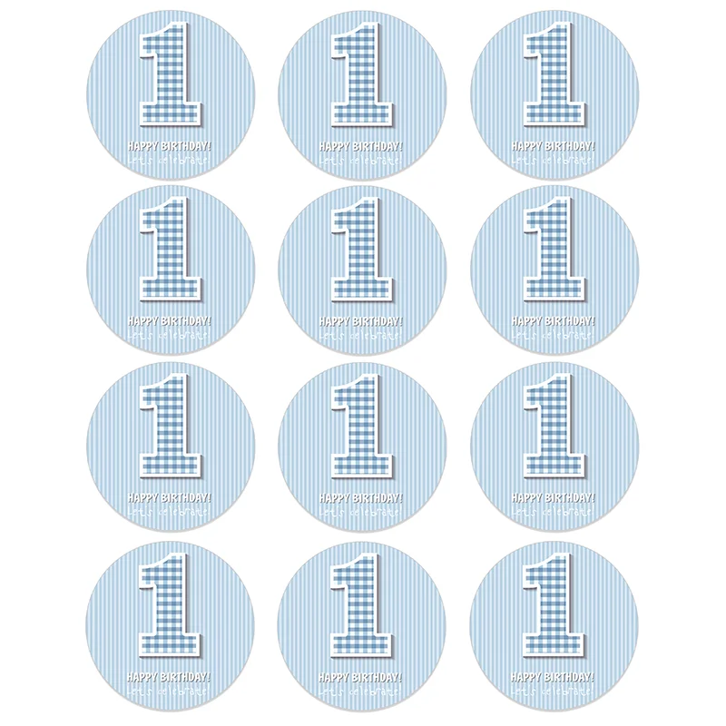 1 Year Boy Girl Birthday Stickers First Birthday Party Decorations Blue Pink Baby Shower Party Set Anniversary Party Decor Kids