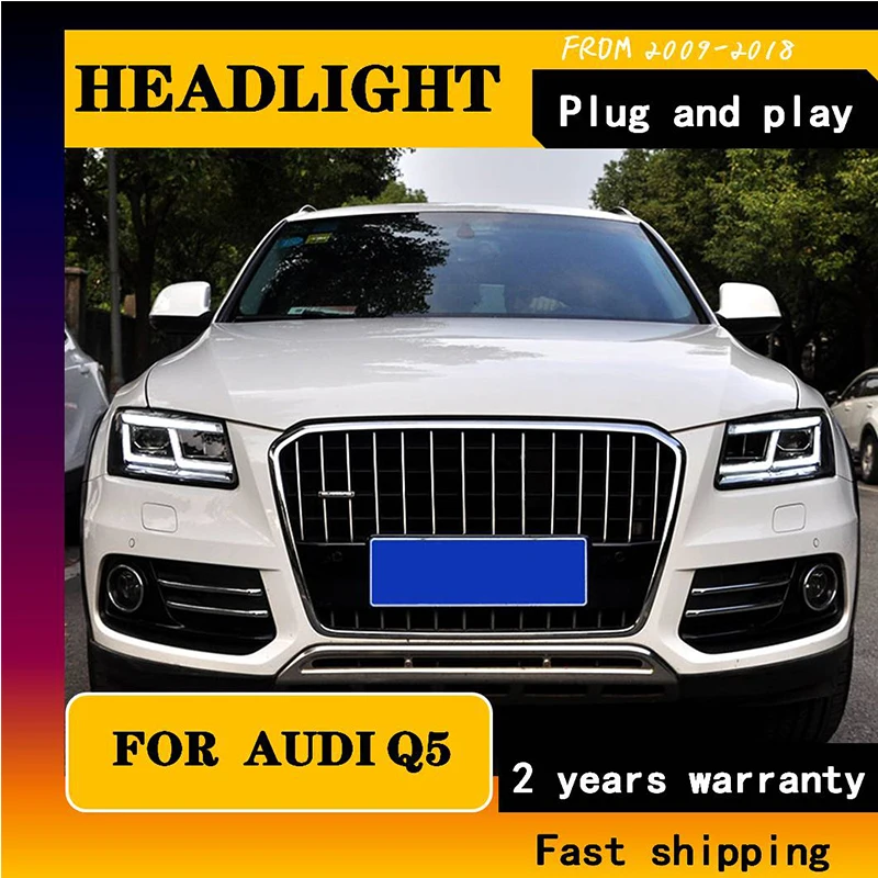 Car Styling for Audi Q5 Headlights 2009-2012 2013-2018 Q5 Head Light DRL Lens Double Beam Car Headlight