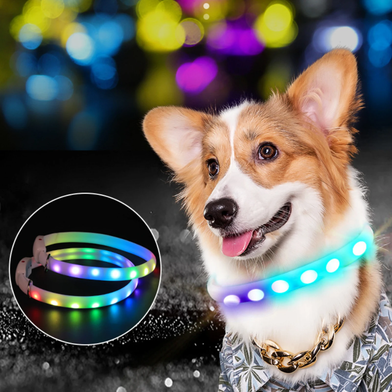 LED Dog Collar USB Pet Cat Dog Collar LED Flashing Light Up Night Safety Belt Anti-Lost Dogs Glowing Luminous Collars Cat Collar