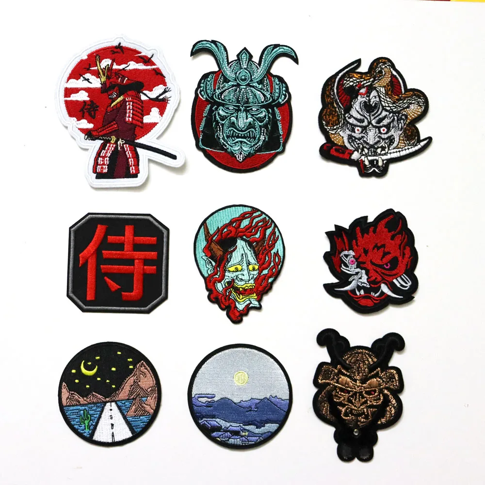 Japanese Samurai Patches badges of Embroidered japan biker rider Garment Jacket vest Akira Military motor rider Hannya badges