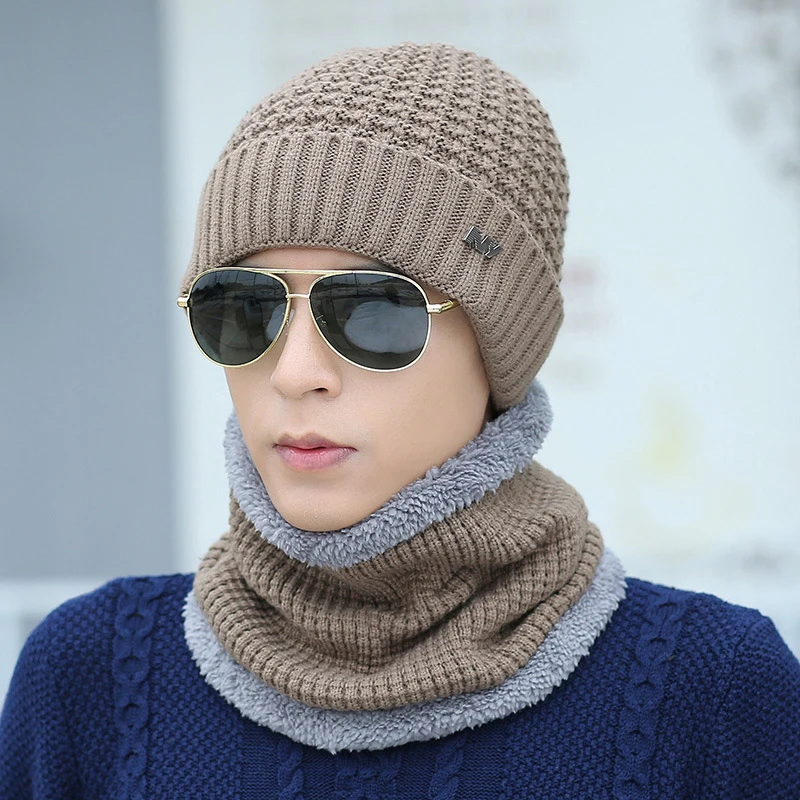 Winter Beanies Men Scarf Knitted Hat Caps Mask Gorras Bonnet Warm Baggy Winter Hats For Men Women Skullies Beanies Hat 2019 New