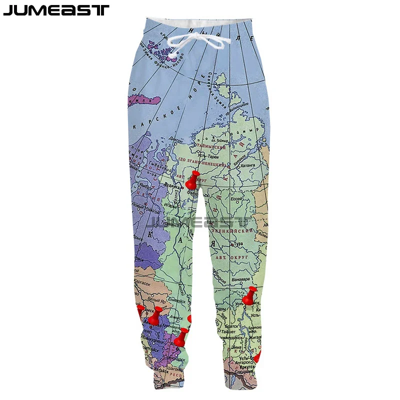 

Jumeast Brand Men Women 3D Printed Map Oversized Streetwear Casual Long Pants Sweatpants Fashion Spring Autumn Trousers