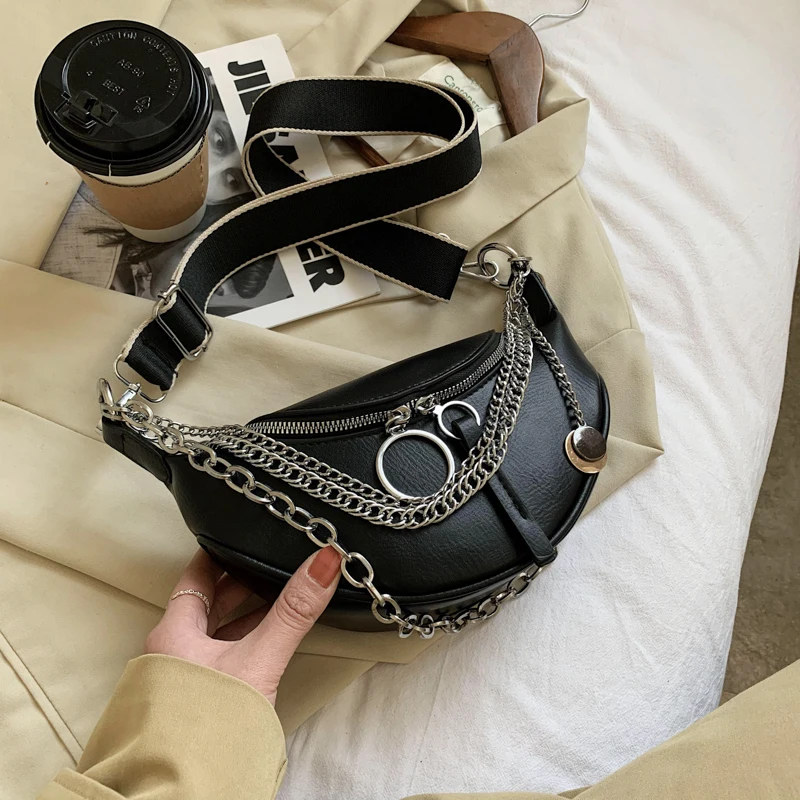 New Ladies PU Leather Chest  Bag Shoulder Bags Women Bag Crossbody Bags For Women Chain Messenger Bag