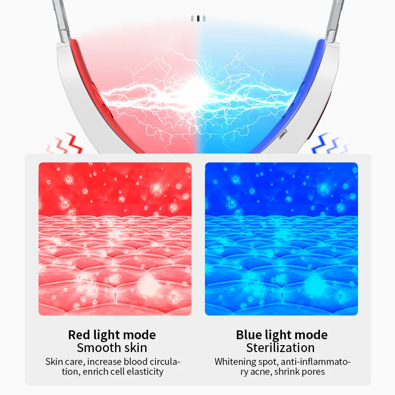 LUCCICA-EMS Massage Đôi Cằm Loại Bỏ Chữ V Màu Đỏ/Đèn LED Màu Xanh Dương Trị Liệu Bằng Ánh Sáng Mặt-Nâng Thiết Bị