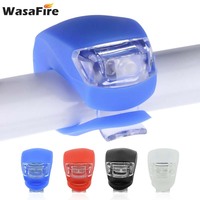 WasaFire Silicone Bicycle Front Light Bike Head Rear Tail Lights Waterproof Cycling Flash Light Mini Bicycle Lamps with Battery