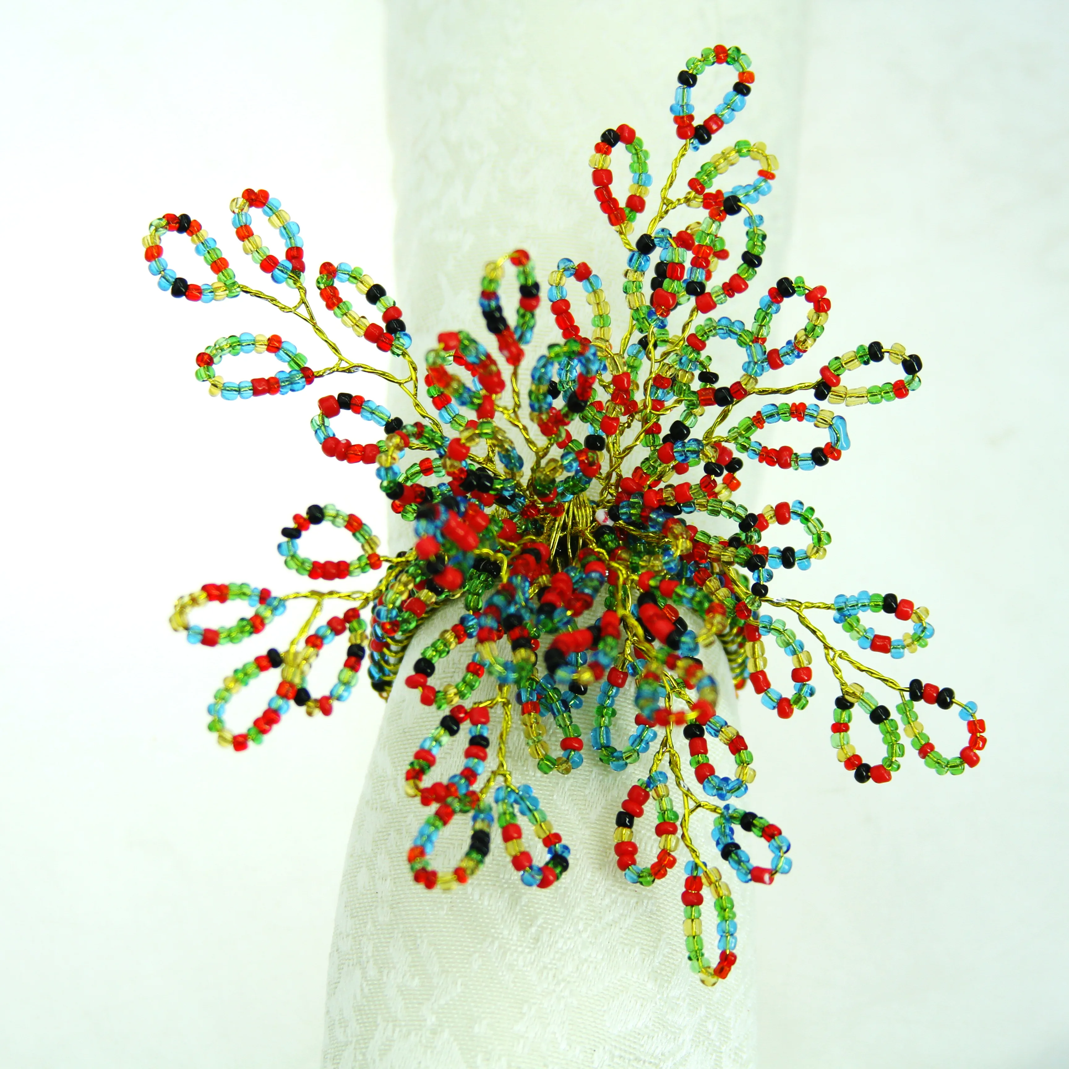 Free Shipping Glass Beads Flower Napkin Rings Beaded Wedding Wholesale,Holder 12 Pcs