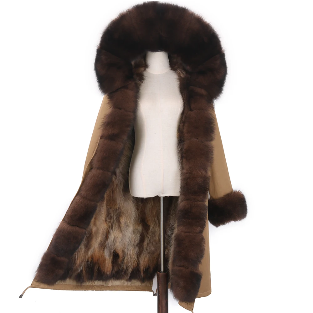 Imagem -03 - Lavelache-x-long Real Fur Parka para Mulheres Cabolsa de Guaxinim Natural Streetwear Capuz Cabolsas Destacáveis Cabolsa de Inverno Novo