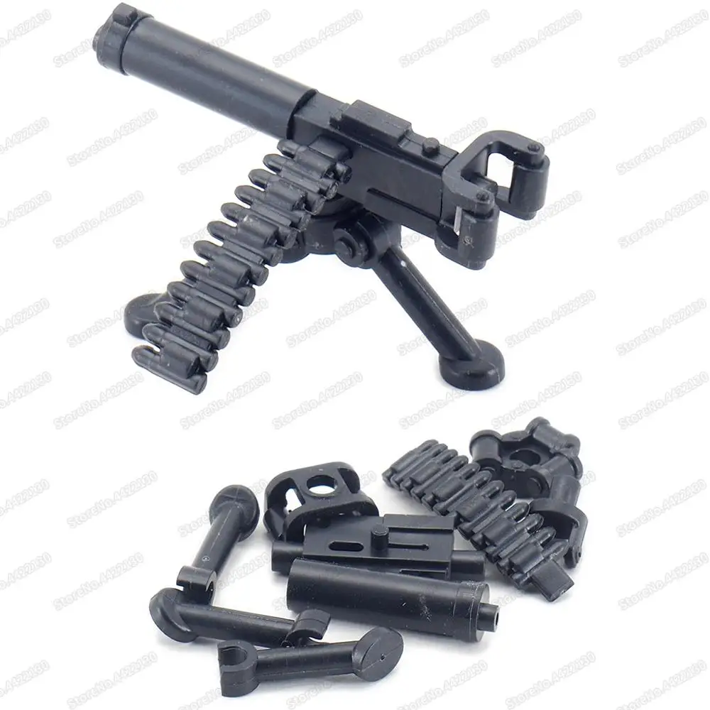 Military Figures Maxine Heavy Machine Gun Weapons Building Block Equipment Diy WW2 Army Battlefield Model Moc Christmas Gift Toy