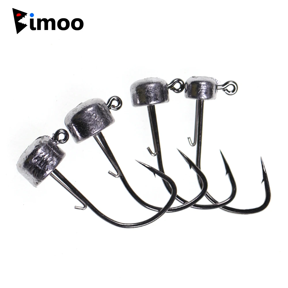 Bimoo 10pcs 1.5g/2.5g/3.5g/4.5g Jig Head Hook Cylindrical Shape Hanging Clip Soft Worm Bait Lure Jigging Hook for Bass Perch