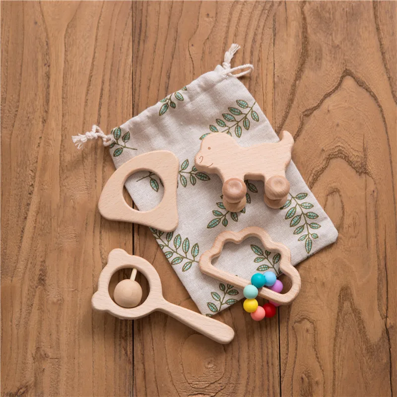 Ensemble de blocs de dentition en bois de hêtre pour enfants, 4 pièces/ensemble, forme de voiture pour bébés, jeu de cerveau, jouets, artisanat fait à la main, cadeau, nouvelle collection 2020