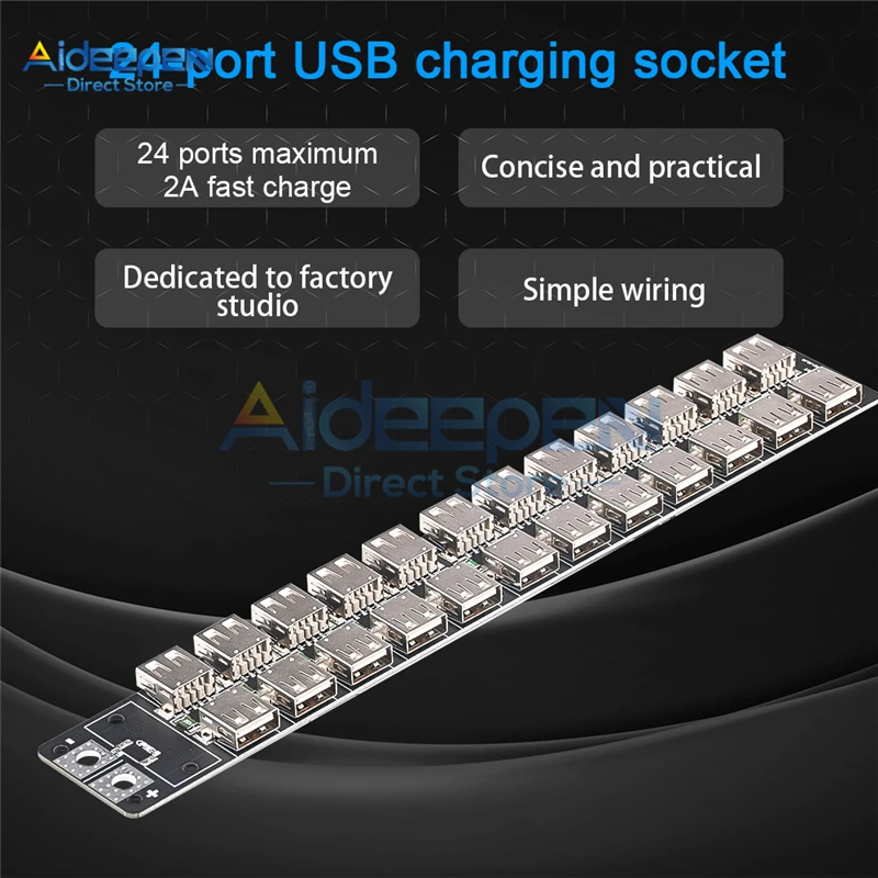 24 منفذ USB وحدة شاحن 4.8-5.2 فولت 48A المدخلات 24 منفذ شحن سريع المقبس مع سلك السيليكون 12AWG لنموذج مجلس إمدادات الطاقة