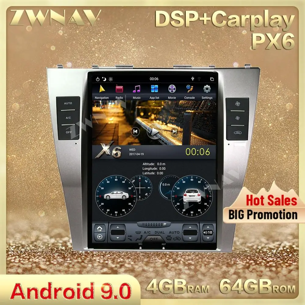 Tesa- style Vertical screen Android 9.0 Car Multimedia Player For Toyoya Camry 2007-2011 GPS Navi radio audio stereo head unit