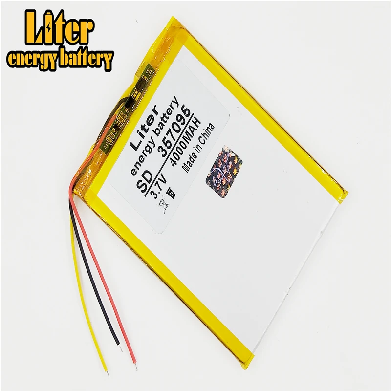 Three wire battery.3.7V 4000mah (polymer lithium ion battery) Li-ion battery for tablet pc 7 inch MP3 MP4 [357095]