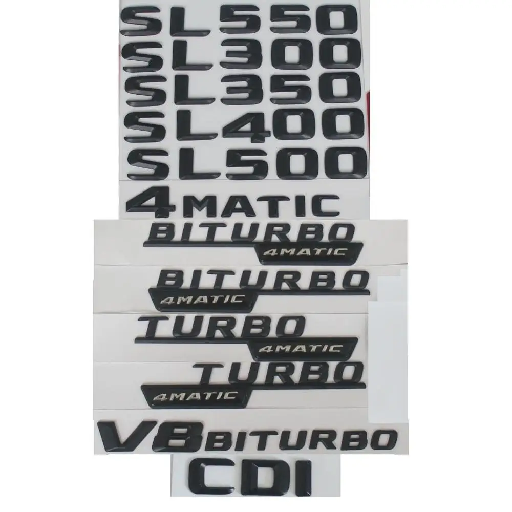 3D Letters For Mercedes Benz R231 SL250 SL280 SL300 SL320 SL350 SL400 SL450 SL500 SL550 SL600 CDI CGI 4MATIC Emblems Badges