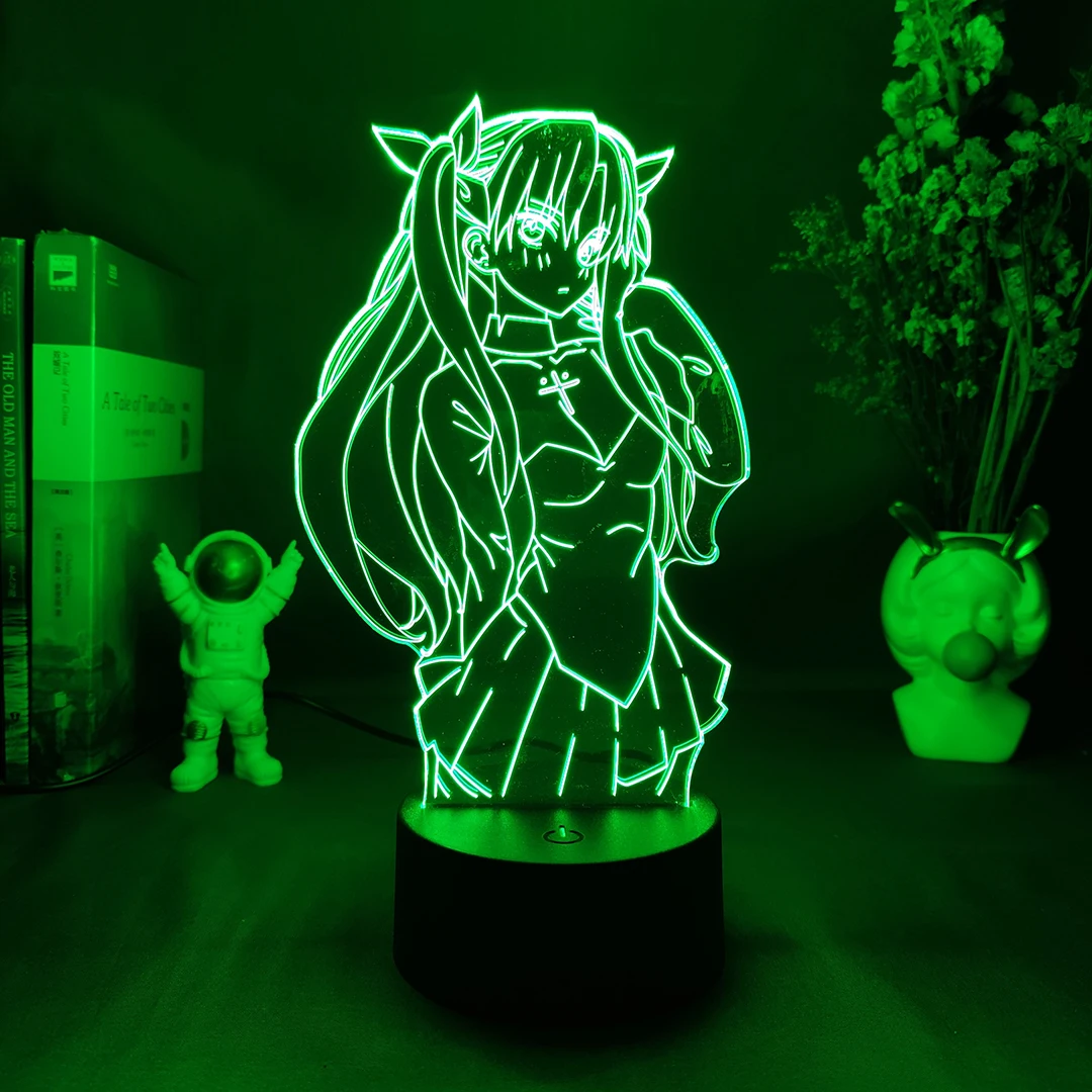 Anime Fate Stay Night Tohsaka Rin Figurine Lamp Cute Room Decor Harajuku Girls Bedroom Decoration Manga Hobby Lighting Tohsaka