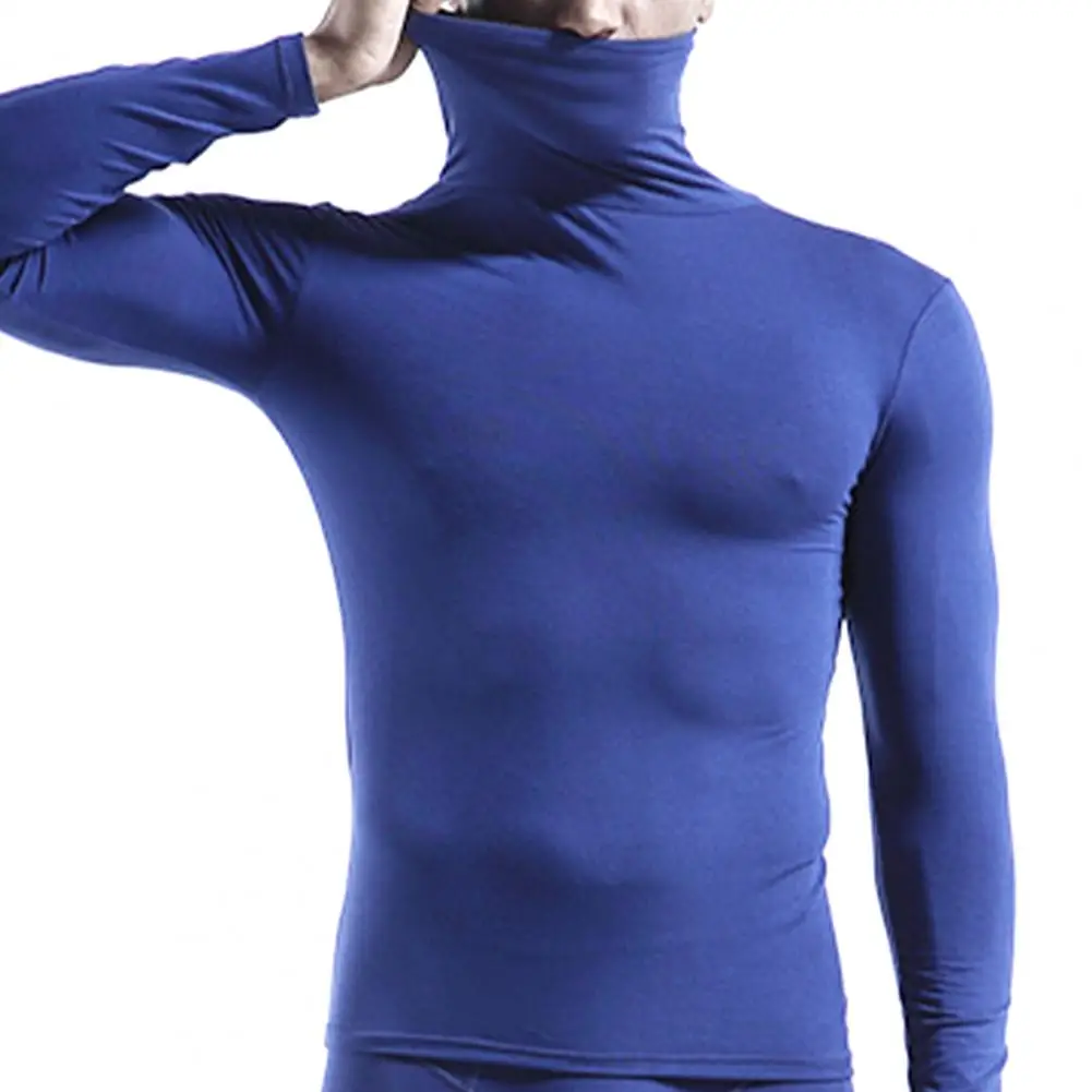 Winter High Collar Rashguard Men's Thermal Underwear Men First Layer Man Underwear Shirt Second Skin Men Compression Clothes