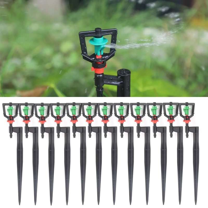 

5Pcs Black Green Red Box Rotary Nozzle Irrigation Sprinkler Nozzle Support Spike Watering Sprinklers Stakes Water Connectors