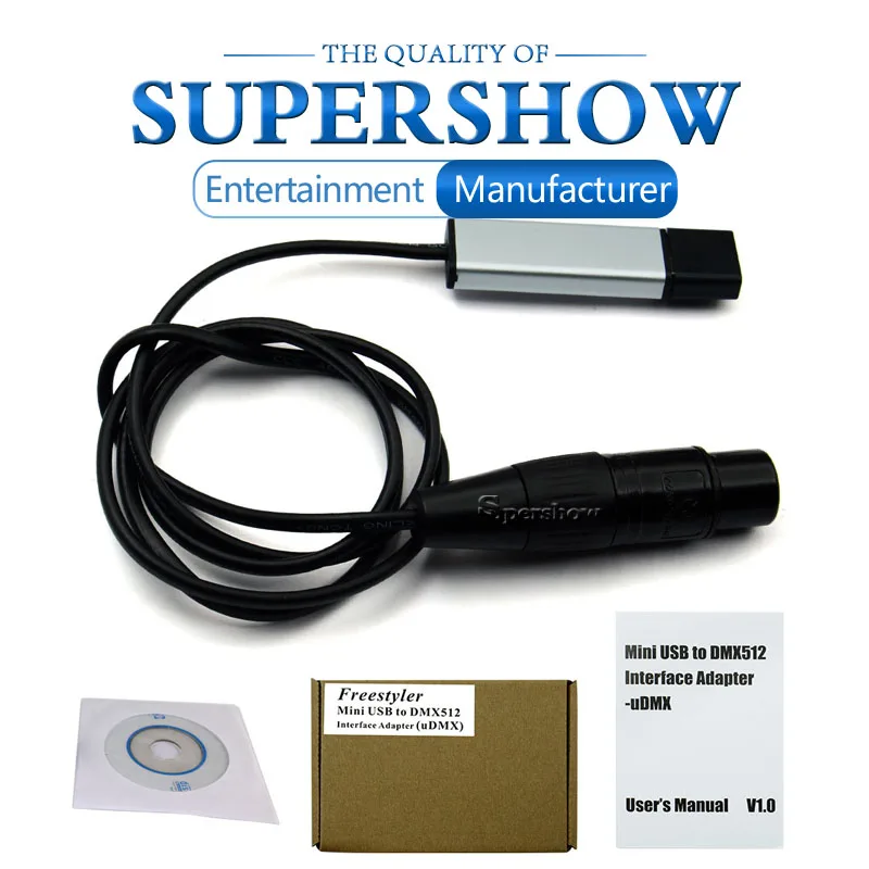 Professional USB to DMX512 Interface Adapter LED Computer PC Stage Lighting Control Cable Freestyler Download Stage DJ Equipment