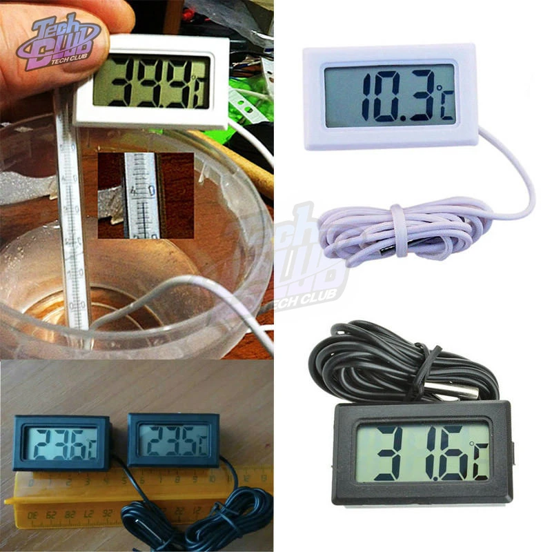 Embedded Electronic Digital Thermometer 5 Meter Probe Sensor FY-10 Fridge Freezer Mini Digital LCD Thermograph Built-in Probe