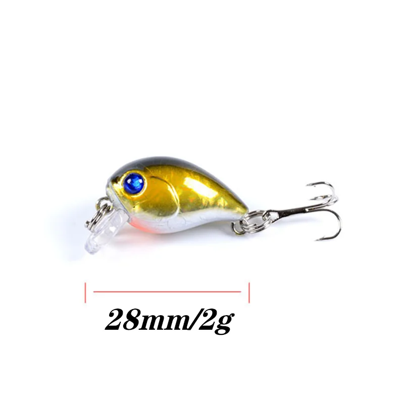 1Pcs Crank Fishing Lures 28mm 2g Artificial Hard Bait Minnow Bass Swimbait for Trout Crankbait With Treble Hook Fishing Tackle