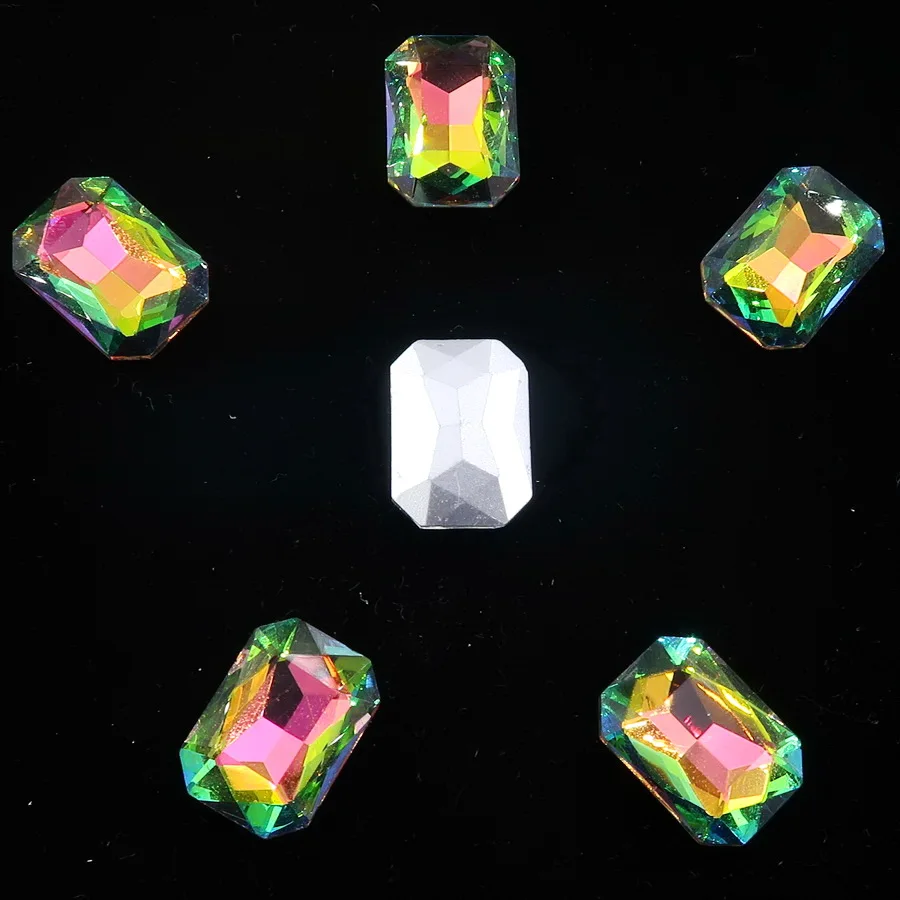 Glas-Kristall, rechteckige Form, 13*18mm, 20 Stück/Packung, Regenbogen- & Jelly-Candy-AB-Farben, Pointback, zum Aufkleben, Strassperlen, Applikation, DIY – Detail 3