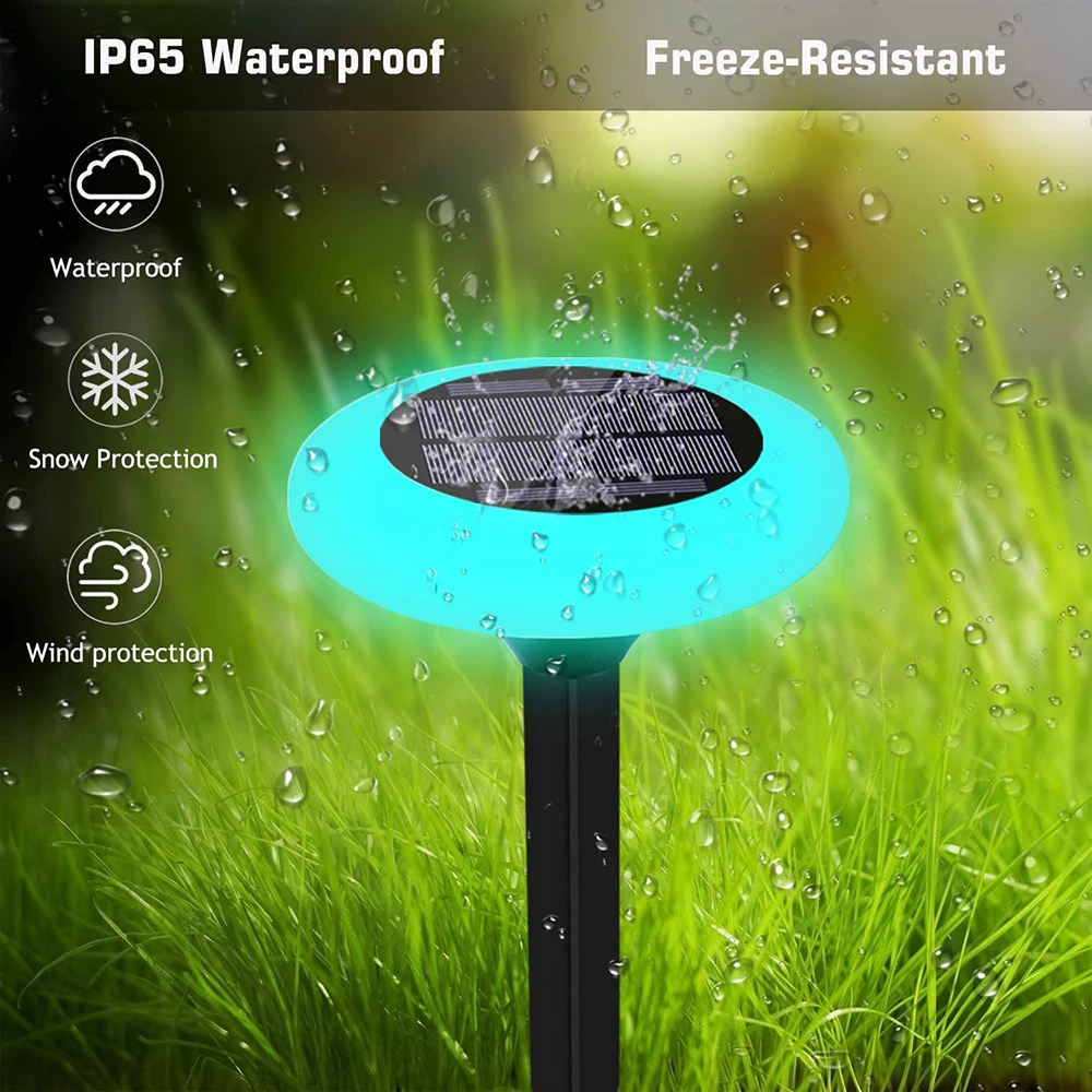 2PCS LED Solar Light Lawn Landscape Path Light UFO Outdoor String Fairy Christmas Garden Patio Garland Street Decoration