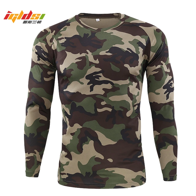 Men's Breathable Quick Dry shirt New Autumn Spring Men Long Sleeve Camouflage T-shirt camisa masculina