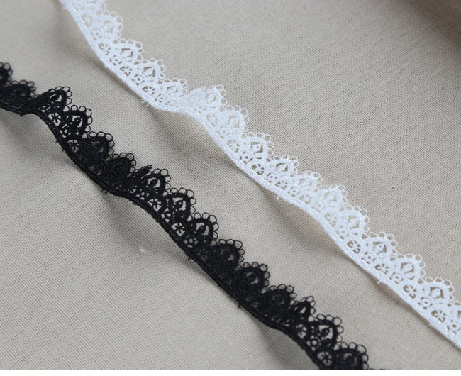Width:1.5cm Good Quality Crocheted Lace Black and White Color Lace Embellish for Cloth Embroidered Lace(ss-306)