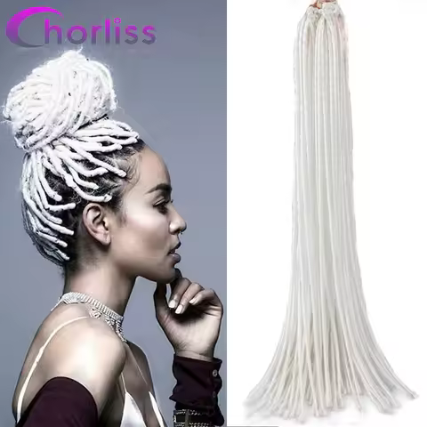 Chorliss Soft Synthetic Dreadlocks Braiding Hair ExtensionsPink Blonde Grey 20" Crochet Braids Single Ends Dread Hair Faux Locs