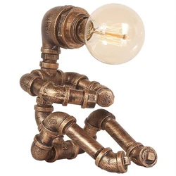 American Steam Punk Table Light Creative Retro Bar Coffee Shop Industrial Robot Desk Lamp Study Bedroom Bedside Night Lamp