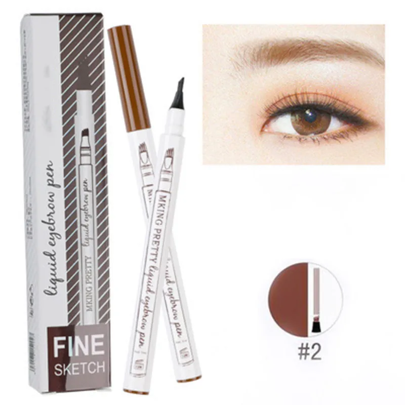 Microblading Tattoo Eyebrow Pencil 3D Liquid Eye brow Pen 4 Fork Tips Waterproof Natural Long Lasting EyeBrow Makeup TSLM1