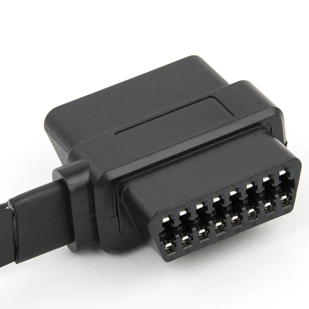 60cm 90 Degree Angle OBD2 16PIN Connector for Car Diagnostic Scanner OBD 16-PIN Extender Flat Thin 16 Core Splitter Adapter