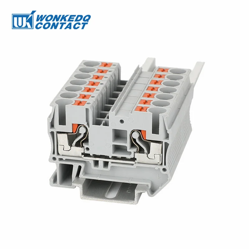 PT4 Din Rail Terminals Push-in Terminal Block 4mm² Spring Connection Screwless PT-4 Wire Electrical Connector PT 4