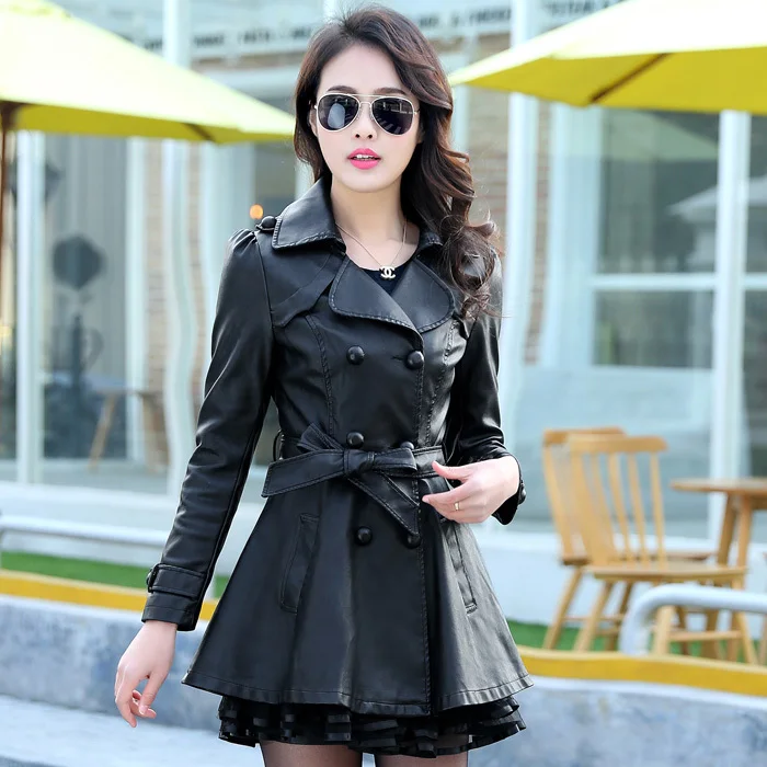 

Women's Leather Jacket Spring Autumn Coat Female Korean Vintage Women Clothes 2020 PU Leather Windbreaker Plus Size 730 ZT4479