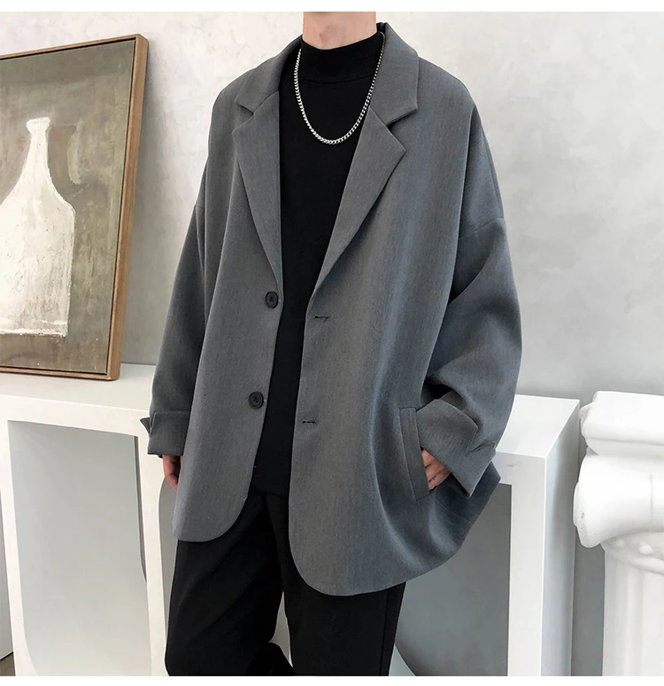 Britischen stil Blazer Männer Freizeit Trendy Lose Anzug Jacken Männlichen Retro Täglichen Ins Streetwear Alle-spiel Einfache Koreanische anzug-tops