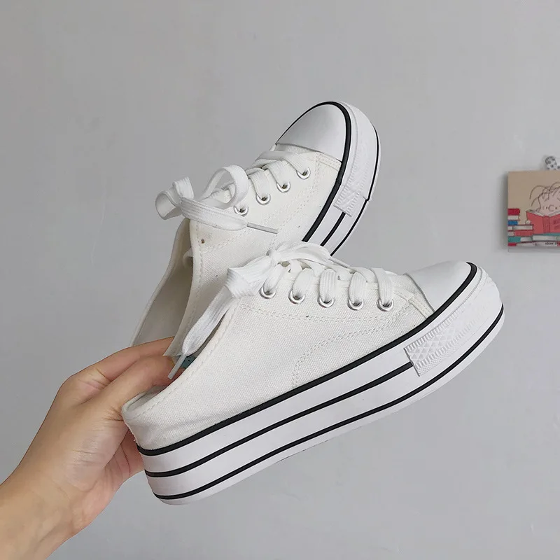 Women's Lace Up Canvas Shoes, Thick Soled Leisure and Comfortable Flat Bottomed Driving Flat Bottomed Shoes, New in Spring,