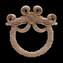 European-style Wooden Applique Round Door Flower Dongyang Wood Carving Solid Wood Carving Flower Wood Applique Furniture Door