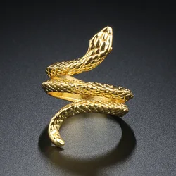 Retro Punk Snake Ring for Men Women Exaggerated Antique Siver Gold Opening Adjustable Rings Rock Exaggerated Jewelry