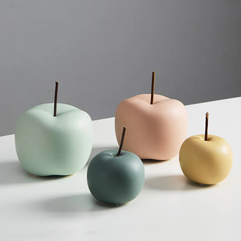 

Home Decoration Accessories Adornos Para Casa Nordic Creative Ceramic Apple Living Room TV Cabinet Office Desktop Small Crafts