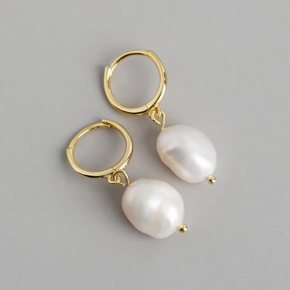Trendige unregelmäßige Naturperlen-Ohrstecker aus Edelstahl für Damen, Piercing-Schmuck für Frauen, Dropshipping – Detail 6